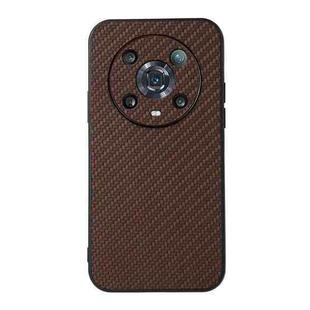 For Honor Magic4 Pro Accurate Hole Carbon Fiber Texture PU Phone Case(Brown)