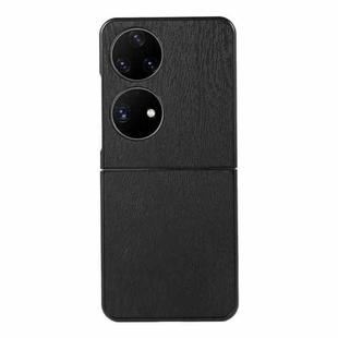 For Huawei P50 Pocket Wood Texture PU Phone Case(Black)
