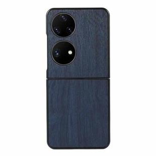 For Huawei P50 Pocket Wood Texture PU Phone Case(Blue)