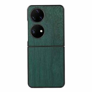 For Huawei P50 Pocket Wood Texture PU Phone Case(Green)