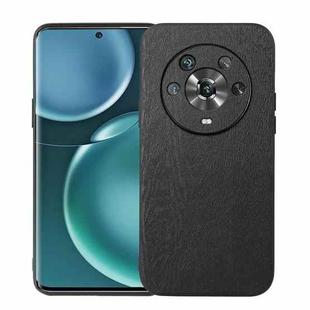 For Honor Magic4 Wood Texture PU Phone Case(Black)