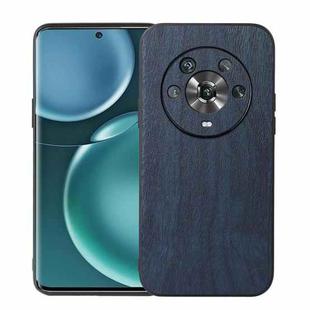 For Honor Magic4 Wood Texture PU Phone Case(Blue)