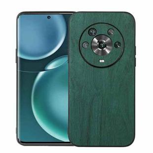 For Honor Magic4 Wood Texture PU Phone Case(Green)