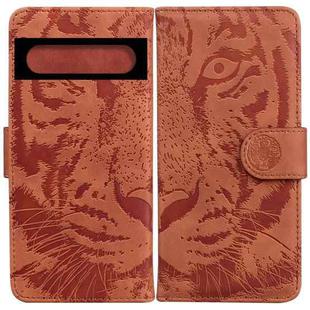 For Google Pixel 7 Pro 5G Tiger Embossing Pattern Horizontal Flip Leather Phone Case(Brown)