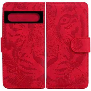 For Google Pixel 7 Pro 5G Tiger Embossing Pattern Horizontal Flip Leather Phone Case(Red)