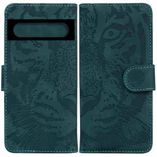 For Google Pixel 7 5G Tiger Embossing Pattern Horizontal Flip Leather Phone Case(Green)