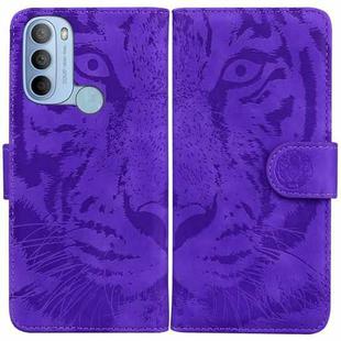 For Motorola Moto G31 4G(Brazil) Tiger Embossing Pattern Horizontal Flip Leather Phone Case(Purple)