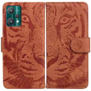 For OPPO Realme 9 Pro+ Tiger Embossing Pattern Horizontal Flip Leather Phone Case(Brown)