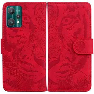 For OPPO Realme 9 Pro+ Tiger Embossing Pattern Horizontal Flip Leather Phone Case(Red)