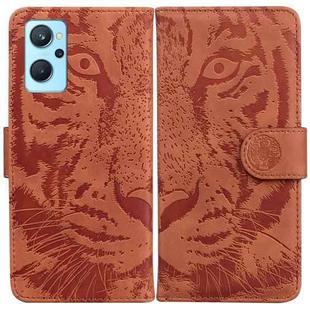 For OPPO Realme 9i / A76 / A36 Tiger Embossing Pattern Horizontal Flip Leather Phone Case(Brown)