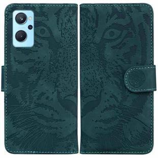 For OPPO Realme 9i / A76 / A36 Tiger Embossing Pattern Horizontal Flip Leather Phone Case(Green)