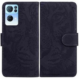 For OPPO Reno7 Pro 5G Tiger Embossing Pattern Horizontal Flip Leather Phone Case(Black)