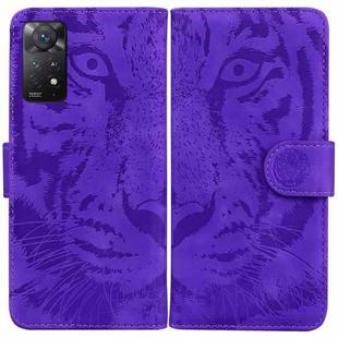 For Xiaomi Redmi Note 11 Pro 4G/5G Overseas Version Tiger Embossing Pattern Horizontal Flip Leather Phone Case(Purple)