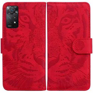 For Xiaomi Redmi Note 11 Pro 4G/5G Overseas Version Tiger Embossing Pattern Horizontal Flip Leather Phone Case(Red)