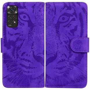 For Xiaomi Redmi Note 11 Overseas Version / Redmi Note 11S Tiger Embossing Pattern Horizontal Flip Leather Phone Case(Purple)