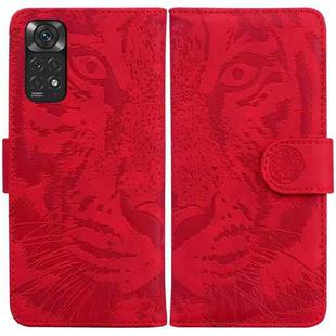 For Xiaomi Redmi Note 11 Overseas Version / Redmi Note 11S Tiger Embossing Pattern Horizontal Flip Leather Phone Case(Red)