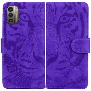 For Nokia G21 / G11 Tiger Embossing Pattern Horizontal Flip Leather Phone Case(Purple)
