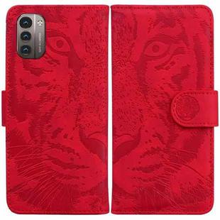 For Nokia G21 / G11 Tiger Embossing Pattern Horizontal Flip Leather Phone Case(Red)
