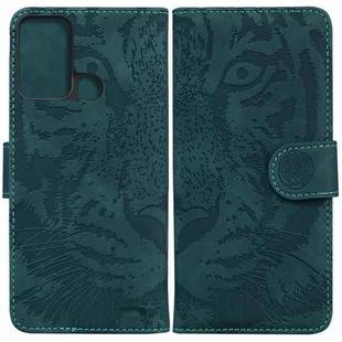 For ZTE Blade A52 Tiger Embossing Pattern Horizontal Flip Leather Phone Case(Green)