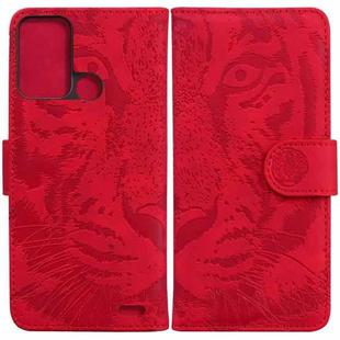 For ZTE Blade A52 Tiger Embossing Pattern Horizontal Flip Leather Phone Case(Red)