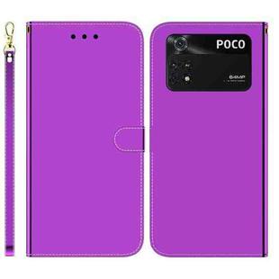 For Xiaomi Poco M4 Pro Imitated Mirror Surface Horizontal Flip Leather Phone Case(Purple)