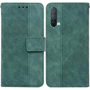For OnePlus Nord CE 5G Geometric Embossed Leather Phone Case(Green)