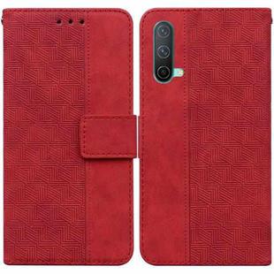 For OnePlus Nord CE 5G Geometric Embossed Leather Phone Case(Red)