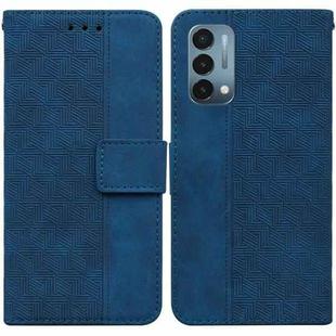 For OnePlus Nord N200 5G Geometric Embossed Leather Phone Case(Blue)