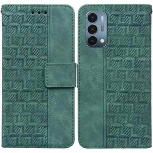 For OnePlus Nord N200 5G Geometric Embossed Leather Phone Case(Green)