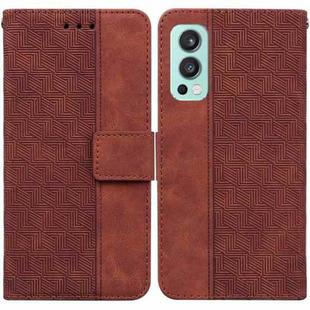 For OnePlus Nord 2 5G Geometric Embossed Leather Phone Case(Brown)