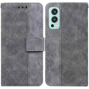 For OnePlus Nord 2 5G Geometric Embossed Leather Phone Case(Grey)