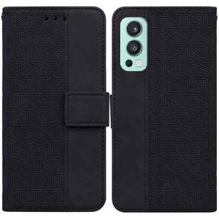 For OnePlus Nord 2 5G Geometric Embossed Leather Phone Case(Black)