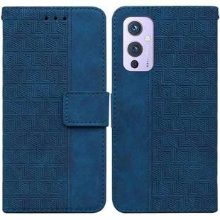 For OnePlus 9 Geometric Embossed Leather Phone Case(Blue)