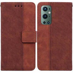 For OnePlus 9 Pro Geometric Embossed Leather Phone Case(Brown)