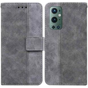 For OnePlus 9 Pro Geometric Embossed Leather Phone Case(Grey)