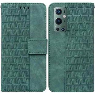 For OnePlus 9 Pro Geometric Embossed Leather Phone Case(Green)