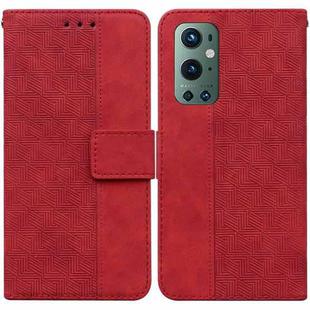 For OnePlus 9 Pro Geometric Embossed Leather Phone Case(Red)