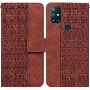 For OnePlus Nord N10 5G Geometric Embossed Leather Phone Case(Brown)