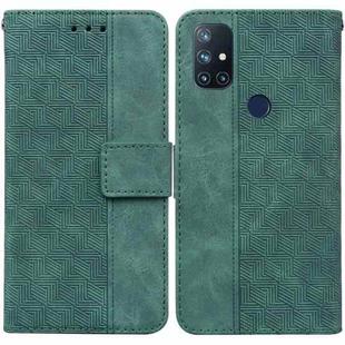 For OnePlus Nord N10 5G Geometric Embossed Leather Phone Case(Green)