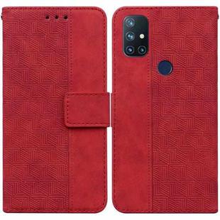 For OnePlus Nord N10 5G Geometric Embossed Leather Phone Case(Red)