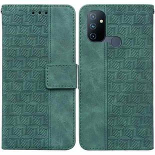 For OnePlus Nord N100 Geometric Embossed Leather Phone Case(Green)