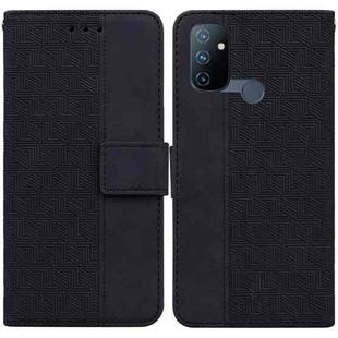 For OnePlus Nord N100 Geometric Embossed Leather Phone Case(Black)