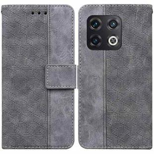 For OnePlus 10 Pro 5G Geometric Embossed Leather Phone Case(Grey)