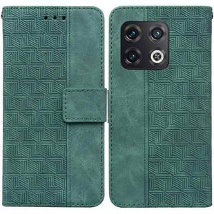 For OnePlus 10 Pro 5G Geometric Embossed Leather Phone Case(Green)