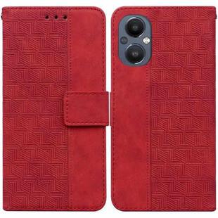 For OnePlus Nord N20 5G Geometric Embossed Leather Phone Case(Red)