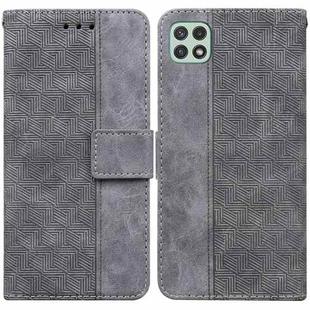 For Samsung Galaxy A22 5G Geometric Embossed Leather Phone Case(Grey)