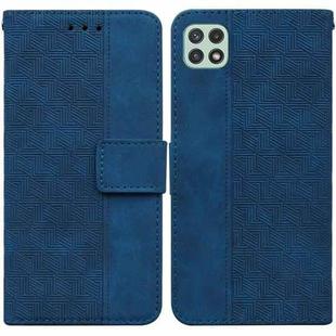 For Samsung Galaxy A22 5G Geometric Embossed Leather Phone Case(Blue)
