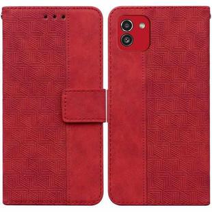 For Samsung Galaxy A03 164mm Geometric Embossed Leather Phone Case(Red)