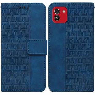 For Samsung Galaxy A03 166mm Geometric Embossed Leather Phone Case(Blue)