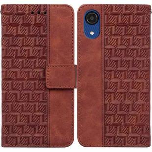 For Samsung Galaxy A03 Core Geometric Embossed Leather Phone Case(Brown)